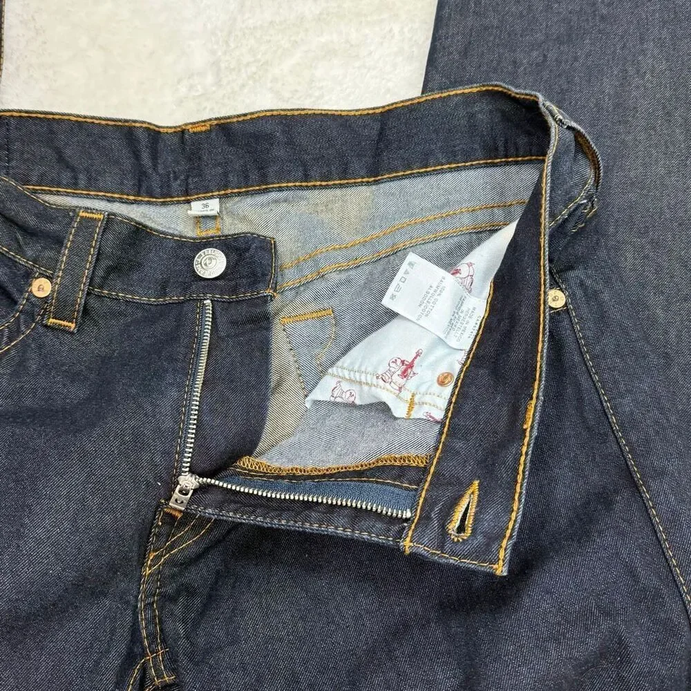 True Religion Dark Wash Ricky Relaxed Straight Jeans w/o Flap / No Flap // Men’s